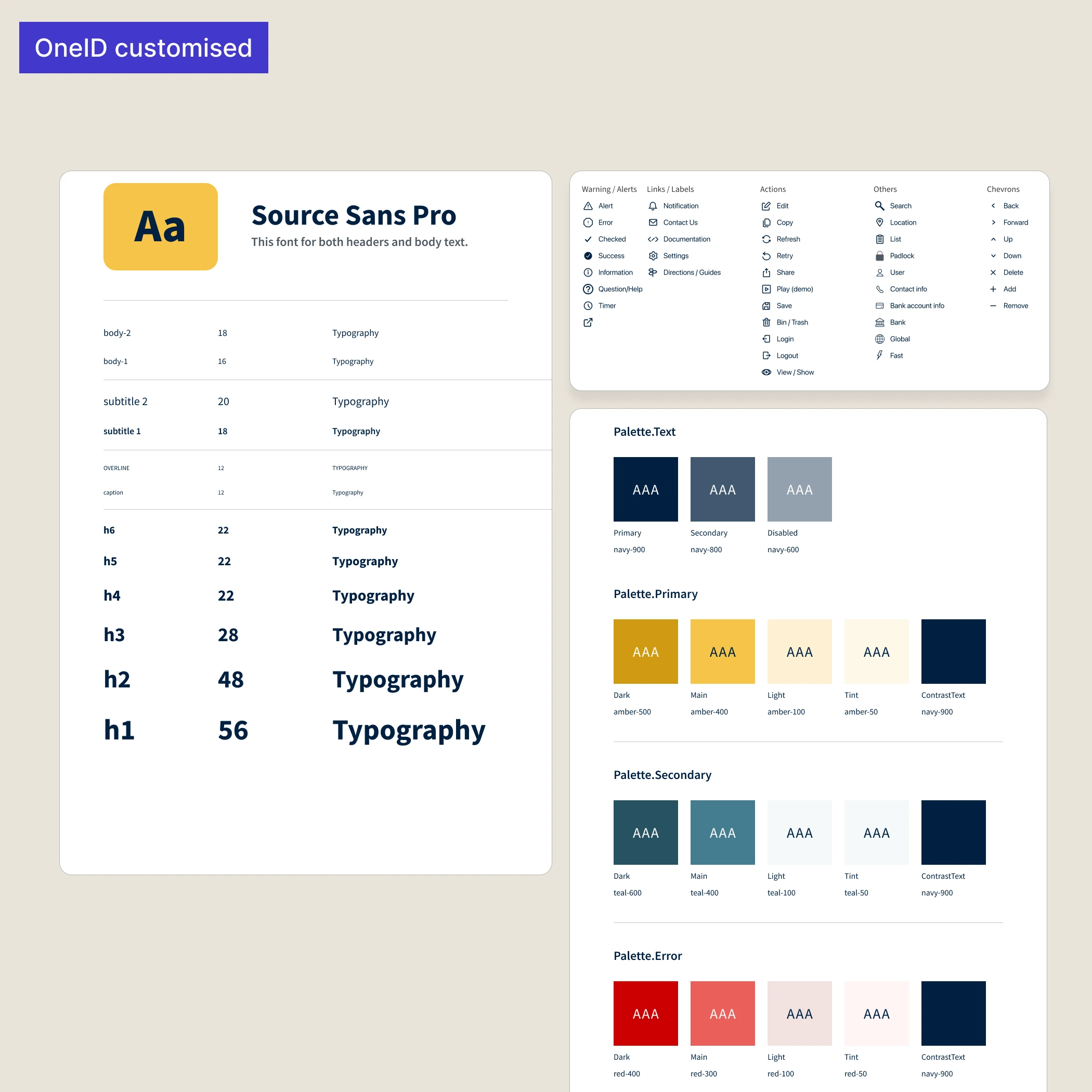 Adapted MUI component — OneID visual layer