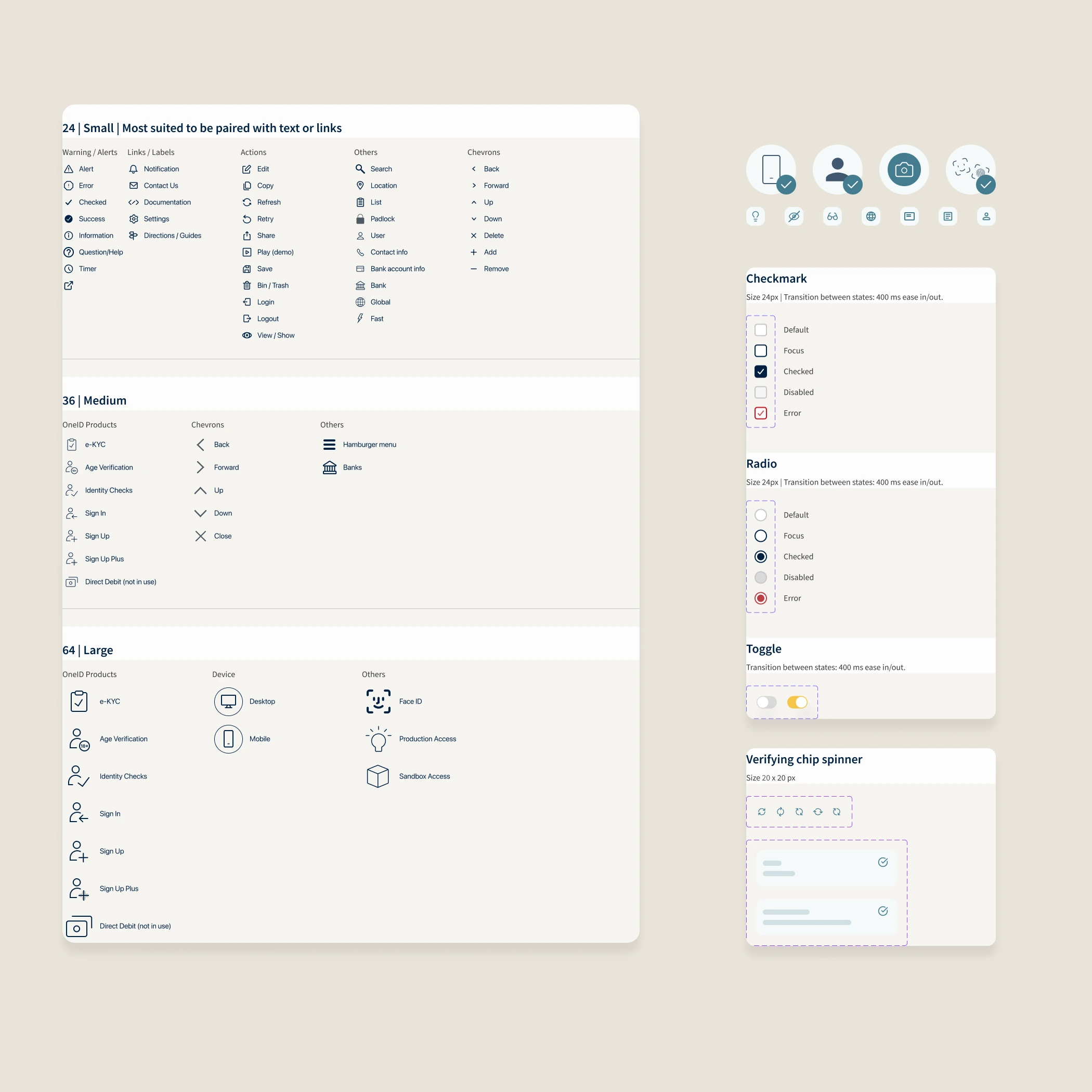 Icon sheet — organised by category