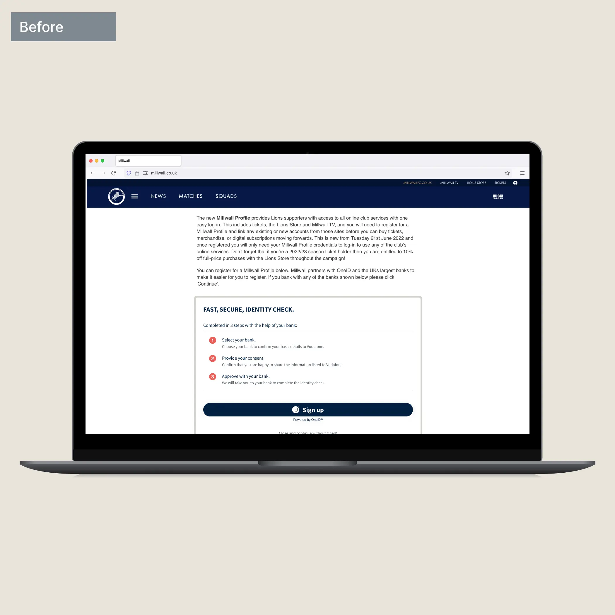 Old — iframe embedded in customer page